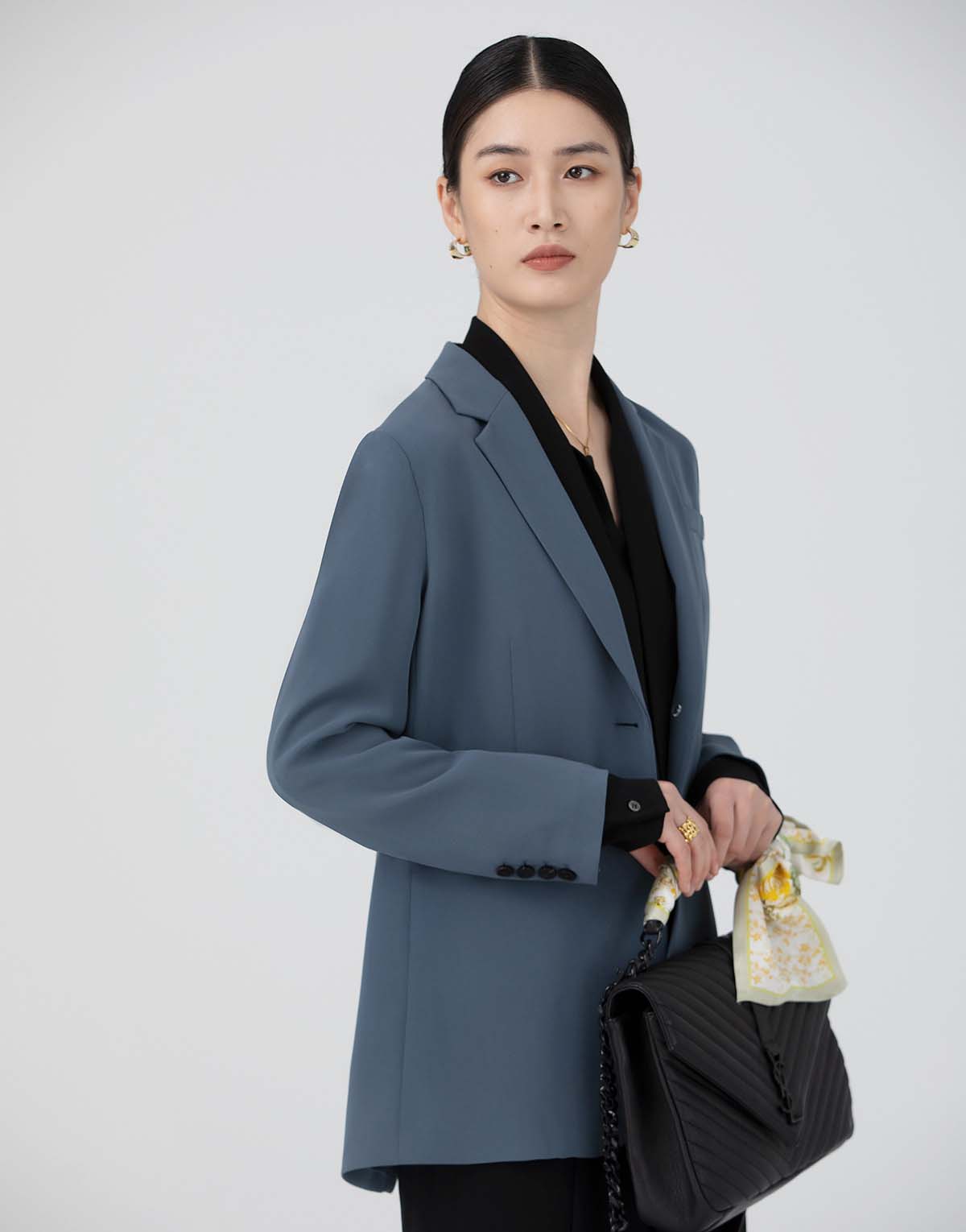 One-button versatile mid-length women's blazer-w95